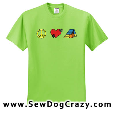 Embroidered Peace Love Agility TShirt