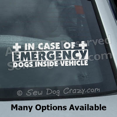 In Case of Emergency Dog Car Window Sticker