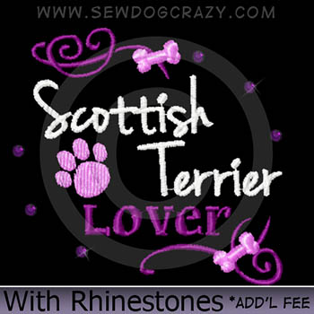 Embroidered Scottish Terrier Lover Rhinestone Shirts