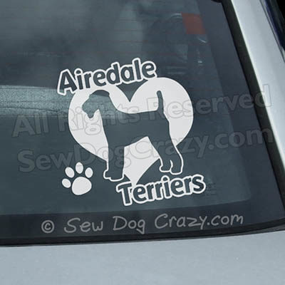 I Love Airedale Terriers Car Window Sticker