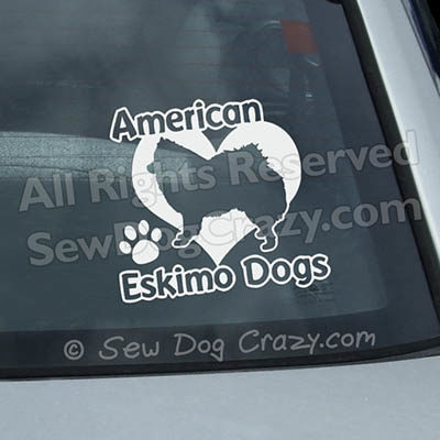 Love American Eskimo Dogs Car Decals
