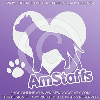I Love American Staffordshire Terriers Vinyl stickers