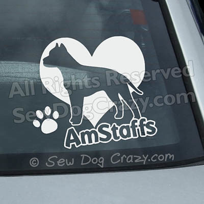 Heart AmStaff Window Stickers