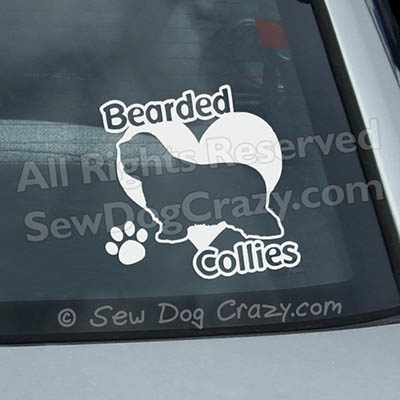 Love Bearded Collies Car Window Stickers