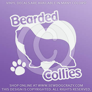 Love Bearded Collies Vinyl Stickers