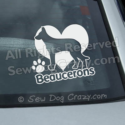 I Love Beaucerons Car Window Stickers