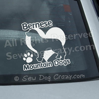 Love Bernese Mountain Dogs Window Stickers