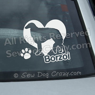 I Love Borzoi Window Stickers