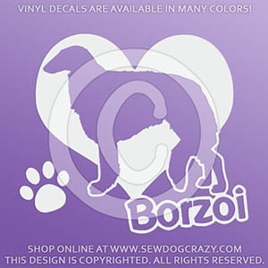 Vinyl I Love Borzoi Stickers