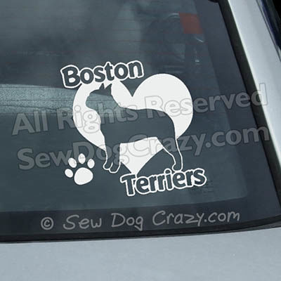 Love Boston Terrier Car Window Sticker