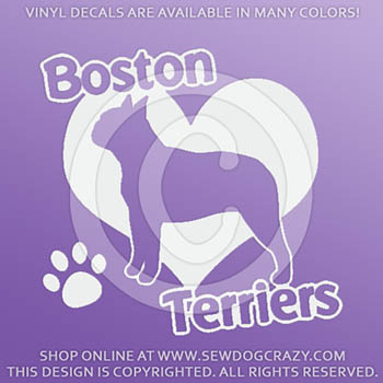 Love Boston Terrier Vinyl Sticker