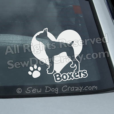 Heart Boxer Dogs Window Stickers