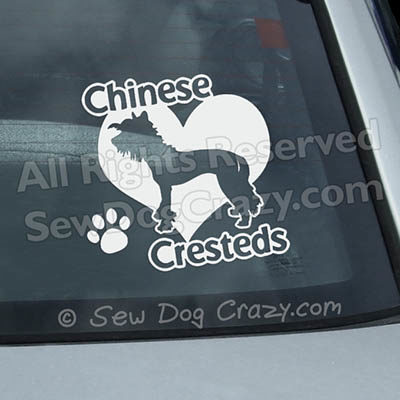 Love Chinese Cresteds Car Stickers