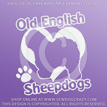 Love Old English Sheepdogs Window Decal