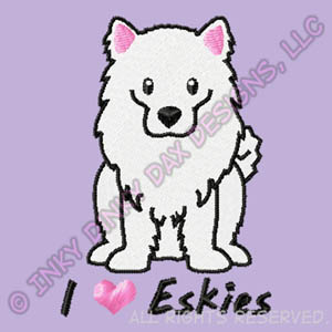 Cartoon American Eskimo Dog Embroidery