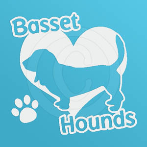 I Love Basset Hounds Vinyl Stickers