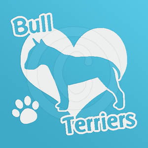 I Love Bull Terriers Vinyl Stickers