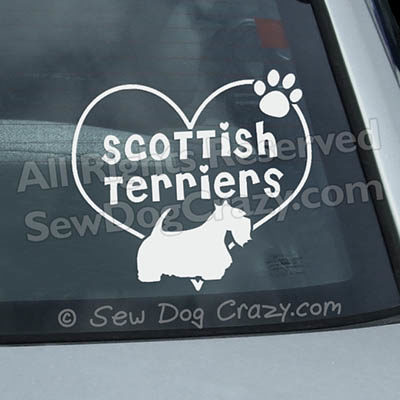 Heart Scottish Terriers Window Sticker