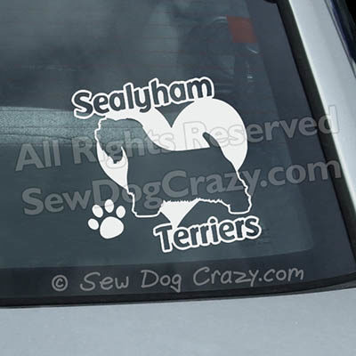 Vinyl Love Sealyham Terriers Car Window Stickers