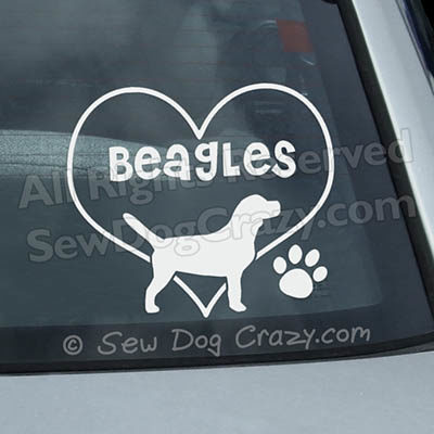 Vinyl Heart Beagles Car Decals
