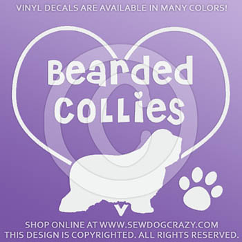 Love Bearded Collies Vinyl Stickers