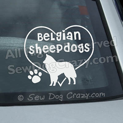 I Love Belgian Sheepdogs Car Window Decals