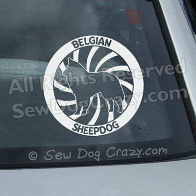 Spiral Belgian Sheepdog Window Stickers