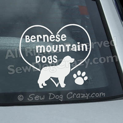 Love Bernese Mountain Dogs Window Decals
