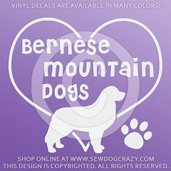 Love Bernese Mountain Dogs Vinyl Stickers