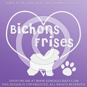 I Love Bichons Frises Vinyl Decals