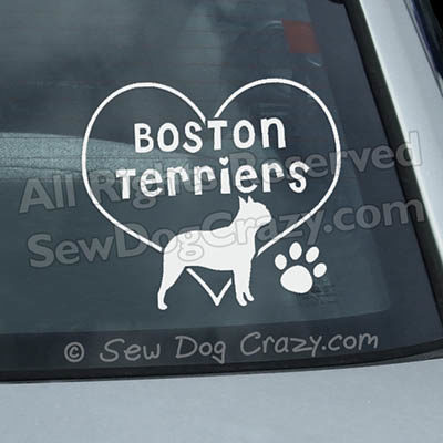 Heart Boston Terrier Car Window Sticker