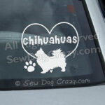 Heart Longhaired Chihuahuas Window Stickers