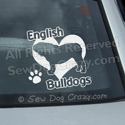 Love English Bulldogs Car Decals