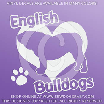 English Bulldog Heart Decals