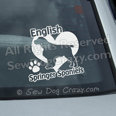 I Love English Springer Spaniels Car Window Stickers