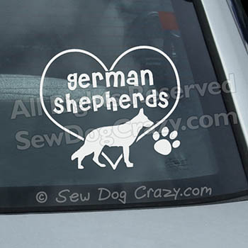 Heart German Shepherds Car Sticker