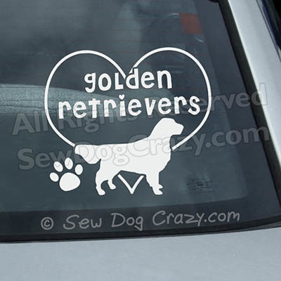 Love Golden Retrievers Car Window Sticker