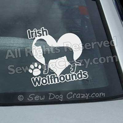 Heart Irish Wolfhounds Window Stickers