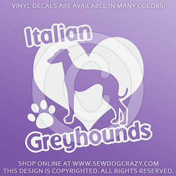 Love Italian Greyhounds Car Decals