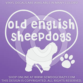 I Love Old English Sheepdogs Decals