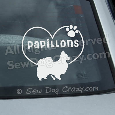 Love Papillons Car Window Sticker