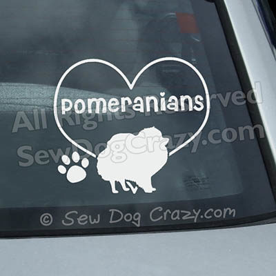 Love Pomeranians Car Window Stickers