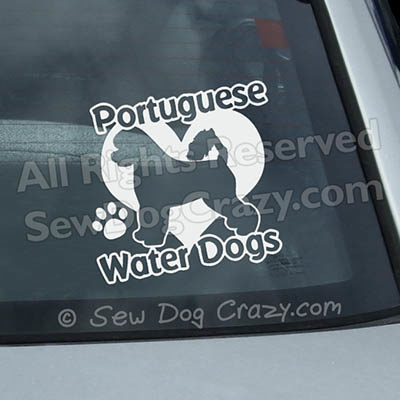 Love Portuguese Water Dogs Car Window Stickers