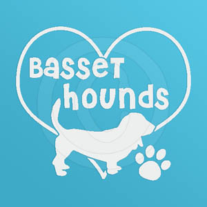 I Love Basset Hounds Vinyl Decals