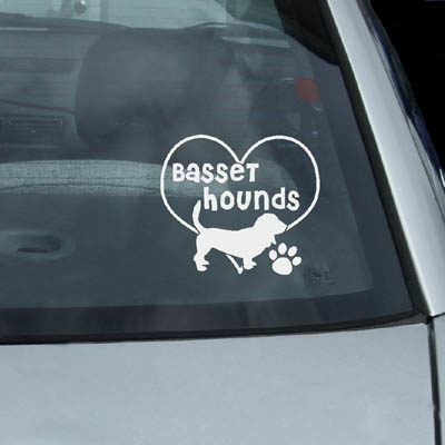I Love Basset Hounds Vinyl Stickers