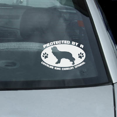 Protected by a Cavalier King Charles Spaniel Vinyl Stickers