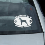 Protected by a Doberman Pinscher Vinyl Sticker