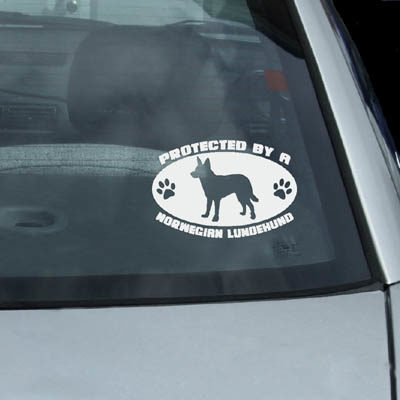 Protected by a Norwegian Lundehund Car Decal