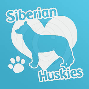 I Love Siberian Huskies Vinyl Sticker