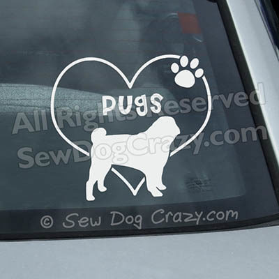 Vinyl Love Pugs Window Stickers